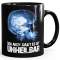 Produktbild: Moonworks® Kaffee-Tasse Xray Der Arzt sagt es ist unheilbar Hobby Schädel Röntgenbild Schädel Trecker Traktor Landwirt Farmer Diagnose Geschenk-Tasse schwarz unisize