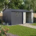 Produktbild: Albatros Profi Gerätehaus XXXL – verzinktes Metall in Anthrazit (RAL 7016) | 371x304x201cm (22,6m3) | Inkl. Schloss & Werkzeughaken | wetterfest