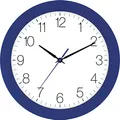 Produktbild: Eurotime Funkwanduhr, 30 cm, Blau Dunkelblau, Kunststoffgehäuse, gewölbtes Echtglas, automatische Zeitein- und Zeitumstellung von Sommer- und Winterzeit, klares Zifferblatt, 52800-08-4