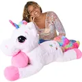 Produktbild: TE-Trend XXL Einhorn-Stofftier 110 cm - Perfekte Plüschfigur für Kreatives Spielen & Traumhafte Kuschelstunden - Kuscheltier für Stundenlangen Spielspaß