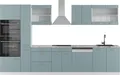 Produktbild: Küchenzeile Vicco R-Line Blau-Grau/Weiß 350 cm mit Hochschrank, AP Marmor, Model 41008
