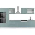 Produktbild: Vicco - Küchenzeile R-line, Blau-grau/weiß, 350 Cm Mit Hochschrank, Ap Marmor