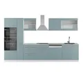 Produktbild: Vicco Küchenzeile R-Line, Blau-Grau/Weiß, 350 cm mit Hochschrank, AP Marmor, zur individuellen Anordnung und Erweiterung geeignet