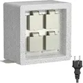 Produktbild: ledscom.de Garten Steckdosensäule POCK für außen, IP44, 1m, Schukostecker Typ F, 4-fach, grau (Stein-Optik), eckig, 20 cm