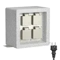 Produktbild: ledscom.de Garten Steckdosensäule Pock für außen, IP44, 1m, Schukostecker Typ F, 4-Fach, grau (Stein-Optik), eckig, 20 cm