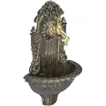 Produktbild: Relaxdays Wandbrunnen antik, mit Wasserhahn, nostalgisch, Waschbecken Garten, Aluguss, HBT 40 x 24,5 x 13 cm, schwarz