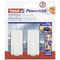 Produktbild: tesa Powerstrips Haken Large CLASSIC, Selbstklebender Wandhaken für Glas, Kacheln, Holz, Kunststoff und andere Untergründe, Weiß