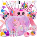 Produktbild: Lubibi Einhorn Kinderschminke Set Mädchen mit Schminkkoffer,21 PCS Waschbares Safe Make up Spielzeug,Schminkset Spielzeug,Einhorn Plüschtasche,Geburtstag Weihnachten Party Geschenke für Kinder
