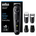 Produktbild: Braun Barttrimmer Series 5, Elektrischer Bartschneider Herren mit 5 Zubehörteile, Ultrascharfe ProBlade Klinge, 100 Min Akkulaufzeit, Kabelloser Bartrasierer, 40 Längen, Wasserdicht, BT5430, Schwarz