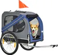 Produktbild: PawHut Hundeanhänger Fahrradanhänger Hundetransporter Hunde Fahrrad Anhänger für kleine mittelgroße Hunde Oxfordstoff Regenschutz atmungsaktiv Blau 130 x 73 x 90 cm