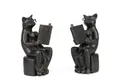 Produktbild: Moritz Dekofigur Buchstützen Katzen Figuren 2er Set Schwarz Buch Brille, Polyresin Figuren Deko Geschenk Geometrische TierFigur Modern Skulptur