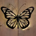 Produktbild: Solar Wandbild Schmetterling schwarz mit 31 LED - 34 x 25 cm - Metall Wanddeko für Außen warm weiß beleuchtet - Garten Deko Wand Beleuchtung Wandleuchte Gartenleuchte Dekoleuchte Stimmungslicht