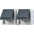 Produktbild: Jung Steckdose 8220 W, WG 800, IP44, Aufputz, 2-fach, grau, Feuchtraum