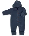 Produktbild: Engel Overall mit Kapuze, 100% Schurwolle Fleece, Natur, Gr. 50/56-86/92, 4 Farben (50/56, Blau Melange)