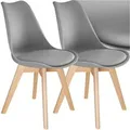 Produktbild: Tectake Set Esszimmerstuhl Frederikke Scandi Design Gepolsterte Sitzfläche  Ergonomische Form 2Er Set 53 x 49 x 82 cm Grau