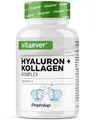 Produktbild: vit4ever Hyaluronsäure Kollagen Komplex - 240 Kapseln - Premium: Mit bioaktives Biotin, Selen, Zink, natürliches Vitamin C aus Acerola & Silizium aus Bambus - Laborgeprüft