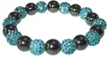 Produktbild: Shamballa Armband Kristall hellblau & anthrazitfarbene Perlen