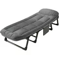 Produktbild: Klappbett Irmchen, Gästebett, 66x190 cm, 150 kg, verstellbares Kopfteil, gepolstert, platzsparend - Grau
