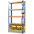 Produktbild: KARAT Schwerlastregal Grizzly - Bis zu 1250 kg Traglast - Schnelle Montage durch Stecksystem - 180 x 90 x 60 cm - Blau-Orange