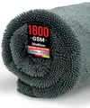 Produktbild: Ivality® Auto Trockentuch XXL 80x50 cm – 1800 GSM Ultra Saugstarke Mikrofasertücher für Autopflege und Motorrad, Fusselfreies, Lack-schonendes Twisted Towel Microfasertücher - Grau