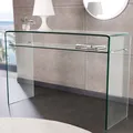 Produktbild: Design Konsolentisch FANTOME 100cm Glas transparent mit Ablage Beistelltisch