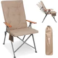 Produktbild: Homecall Campingstuhl Faltbar 150kg Belastbar Hochlehner Luxus Klappstuhl Camping Stuhl mit 3 Positionen Verstellbar mit 4,5cm Dicke Gepolstert Angelstuhl für Garten Balkon Wohnmobil (1, Khaki)