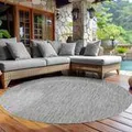 Produktbild: Outdoor Teppich Einfarbig Wetterfest Terasse Balkon Garten Küchenteppich Flachgewebe Sisal Optik, Größe: 200 cm Rund, Farbe: Silber