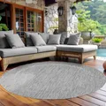 Produktbild: Carpettex Outdoor Teppich Wetterfest 200 cm Rund Sisal Optik Silberfarbe - Ideal für Balkon, Garten, Terrasse und als Küchenteppich - Draußen Teppich Waschbar, Flachgewebe, Wasserfest, Pflegeleicht