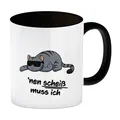 Produktbild: nen Scheiß muss ich Kaffeebecher Schwarz mit coolem Katzen-Motiv