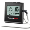 Produktbild: ThermoPro TP16 Fleischthermometer Grillthermometer digital Bratenthermometer Ofenthermometer Thermometer Küchen mit Timer für BBQ, Grill, Smoker Schwarz