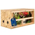 Produktbild: ITA Mini Terrarium 60x30x30 cm mit Seitenbelüftung & Integriertem Hygrometer - Holzterrarium aus OSB-3 Platten - Terrarien für Reptilien, Schlangen, Amphibien - EU Produkt, FSC Zertifiziert