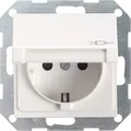 Produktbild: GIRA - System 55 - Schuko-Steckdose mit Klappdeckel *reinweiss seidenmatt* (0454 27)