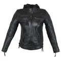 Produktbild: Alpha Speeds Bikerjacke Damen Leder Jacke Biker Freizeit Highway Jacke Schwarz aus weichem Lammleder, mit Protektoren & Kapuze S