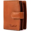 Produktbild: Benthill Damen Geldbörse Echt Leder - Geldbeutel mit RFID Schutz - Portemonnaie mit viele Kartenfächer - Echtleder Vintage Damenbörse inkl. Gesc... - Braun