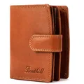 Produktbild: Benthill Damen Geldbörse Echt Leder RFID Schutz | Portemonnaie mit Kartenfächern & Münzfach | Frauen Geldbeutel | Vintage Damenbörse inkl. Geschenkbox, Farbe:Braun