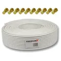 Produktbild: PremiumX 50m BASIC Koaxialkabel 135dB 4-fach SAT Antennenkabel Koax-Kabel RG6 10x F-Stecker