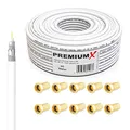 Produktbild: Premium X 50m BASIC Koaxialkabel 135dB 4-fach SAT Antennenkabel Koaxkabel DVB-S/S2 DVB-C DVB-T BK Anlage SAT-Kabel 10x F-Stecker