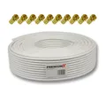 Produktbild: PremiumX 50m BASIC Koaxialkabel 135dB 4-fach SAT Koax Kabel 10x F-Stecker SAT-Kabel