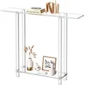 Produktbild: VEVOR Konsolentisch Acryltisch Beistelltisch mit 2 Ebenen und offenem Stauraum unten, moderner rechteckiger Beistelltisch, transparenter Eingangstisch für Foyer, Flur, 19,3 x 100 x 80 cm (klar)