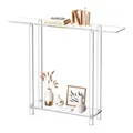 Produktbild: VEVOR Konsolentisch Acryltisch Beistelltisch mit 2 Ebenen und offenem Stauraum unten, moderner rechteckiger Beistelltisch, transparenter Eingangstisch für Foyer, Flur, 19,3 x 100 x 80 cm (klar)