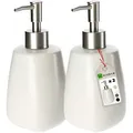 Produktbild: KADAX Seifenspender mit Pumpe, 2er Set, Pumpspender aus Keramik, Spender für Flüssigseife, Spülmittel, Lotionspender, Spülmittelspender für Bad, Flüssigseifen-Spender