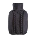 Produktbild: Hugo Frosch Wärmflasche Klassik 1,8l – Made in Germany – mit weichem Strickbezug Grau – große, auslaufsichere & geruchsneutrale Bettflasche – langlebig & mit waschbarem Bezug