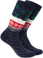 Produktbild: BRUBAKER Socken Weihnachtssocken für Damen und Herren - Weihnachtsbaum Muster Blau (Weihnachtsmotiv, 3-Paar, Lustige Freizeitsocken) Baumwolle Socken Weihnachten - Unisex Baumwollsocken
