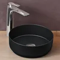Produktbild: doporro Aufsatzwaschbecken Keramik Waschbecken Rund Waschschlae 31x31x11 cm Gäste-WC matt schwarz Handwaschbecken Waschtisch Brüssel203