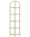 Produktbild: VASAGLE Eckregal 5 Ebenen, Bücherregal, Pflanzenregal, Standregal, Badezimmerregal, Ablagen aus Hartglas, Stahlrahmen, modern, für Wohnzimmer, Küche, metallisches Gold LGT810A01