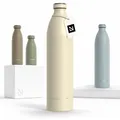 Produktbild: LARS NYSØM Edelstahl Trinkflasche 350ml, 500ml, 750ml, 1L, 1 5 liter | Thermosflasche Kohlensäure geeignet | Auslaufsichere Wasserflasche für Sport, Outdoor, Schule (Almond Beige, XL 1500ml)