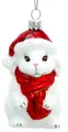 Produktbild: SIKORA Hase mit Weihnachtsmütze besondere Weihnachtskugel Glas Christbaumschmuck Deko Figur Weihnachten Anhänger Ornament - Meisterstücke - BS711, Variante:weiß