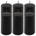 Produktbild: Stumpenkerze Höhe 11,5 cm Ø 6 cm lange Brenndauer Rund-Kerze Säulenkerzen Kerzen-Deko Tafelkerzen Weihnachts-Kerzen Hochzeit (schwarz, 6)