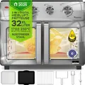 Produktbild: TurboTronic digitaler Heißluftofen - XXL 32 Liter mit Drehspieß für Hähnchen 4in1 Mini Backofen & Power Heißluftfritteuse Airfryer ab 80°C