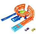 Produktbild: Hot Wheels Spielzeugauto-Trackset, Steilkurven-Rennstrecke, 2 Spielzeugautos im Maßstab 1:64, einfache Aufbewahrung, HTK17, HTK17